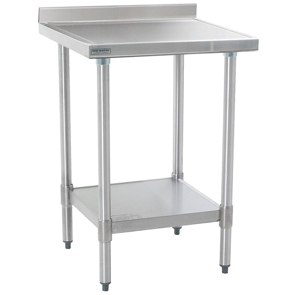 Eagle Group T2424EM-BS 24" x 24" Stainless Steel Work Table with Galvanized Undershelf and 4 1/2" Backsplash