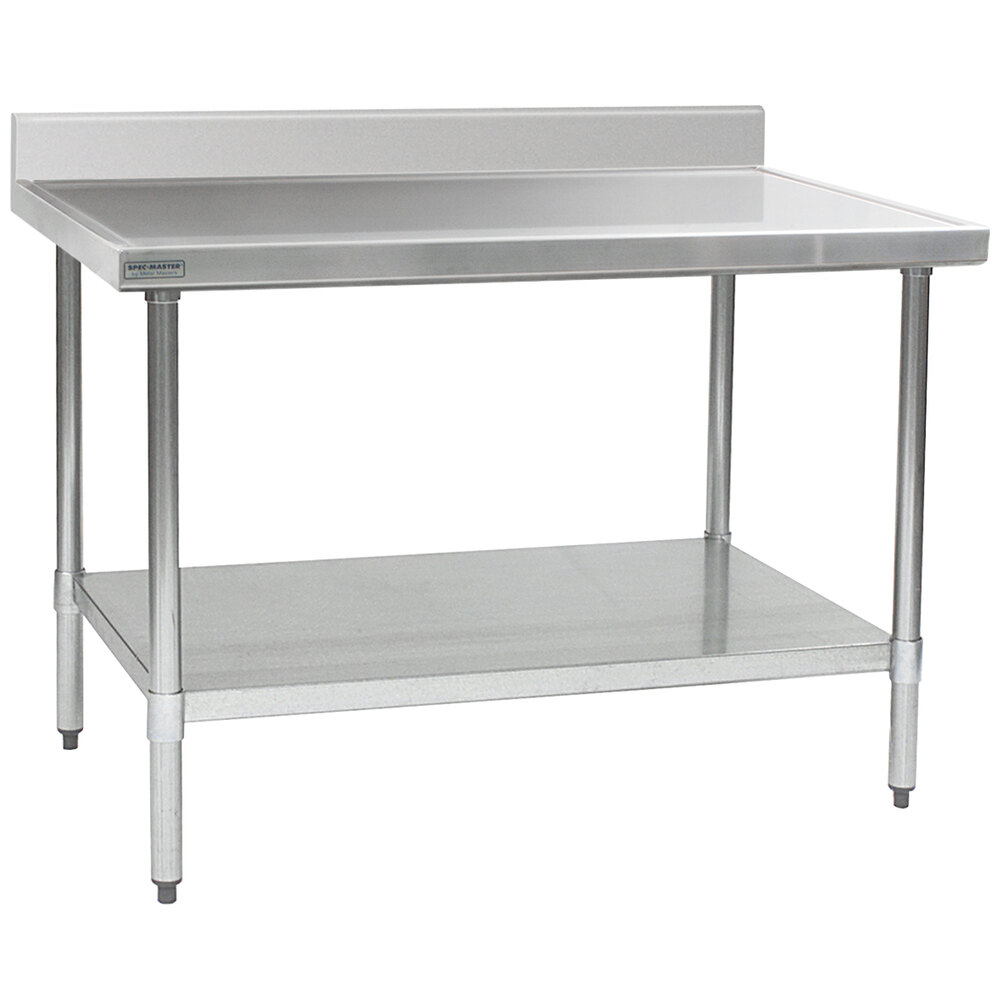Eagle Group T2460SEM-BS 24" x 60" Stainless Steel Work Table with Undershelf and 4 1/2" Backsplash