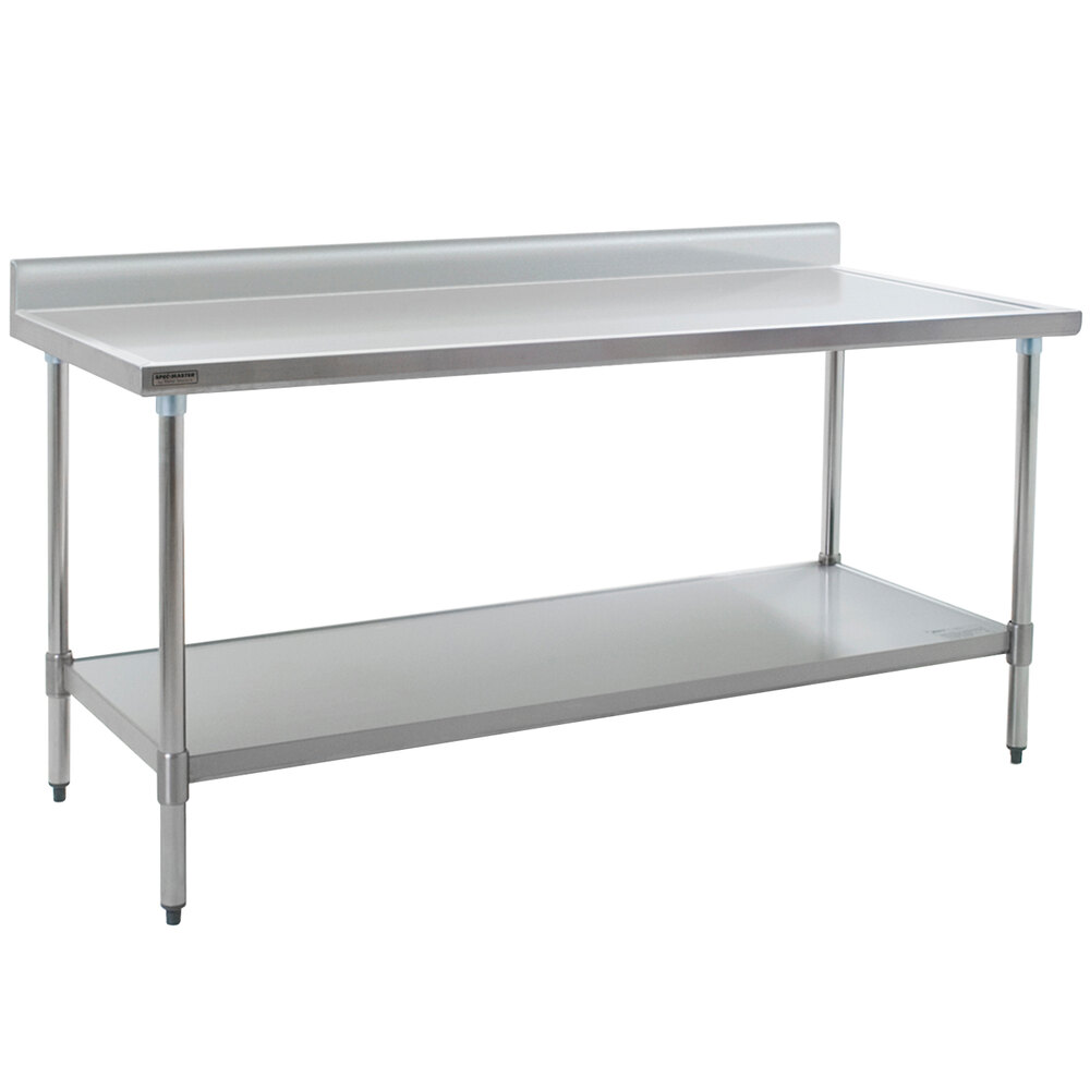 Eagle Group T2472SEM-BS 24" x 72" Stainless Steel Work Table with Undershelf and 4 1/2" Backsplash
