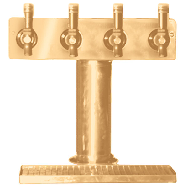 Eagle Group BT4B-DT Spec-Bar 2000® Brass Air Cooled 4 Tap Tower with Drip Tray - 3" Column