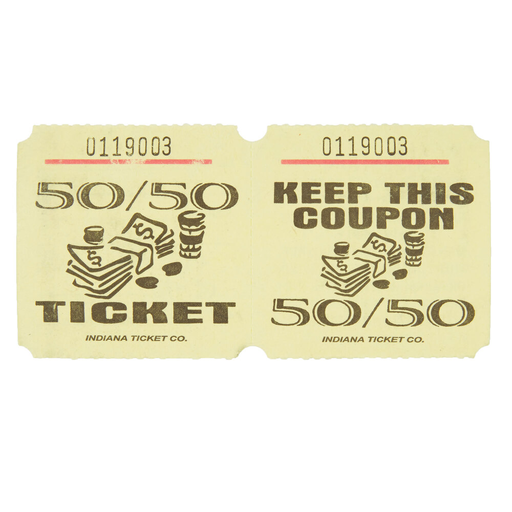 Yellow 50/50 Marquee Raffle Tickets - 1,000/Roll
