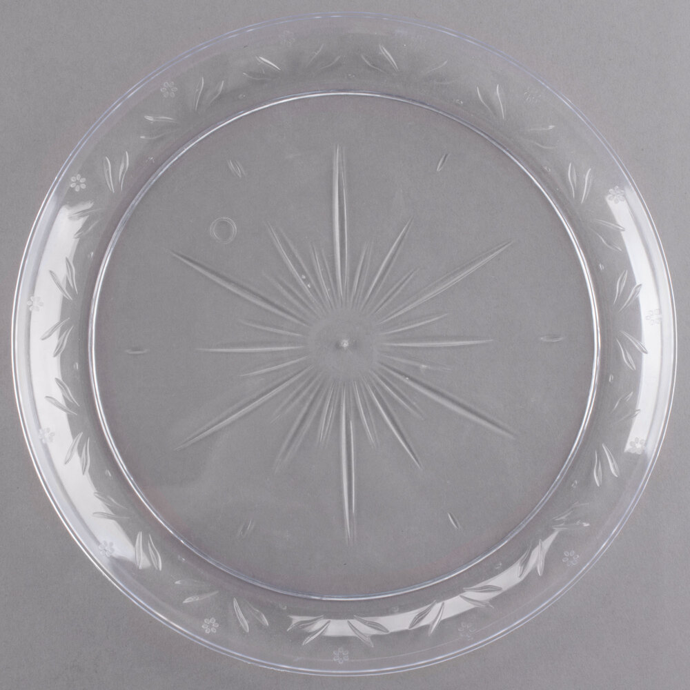 Visions Etched 10" Clear Plastic Plate - 20/Sample