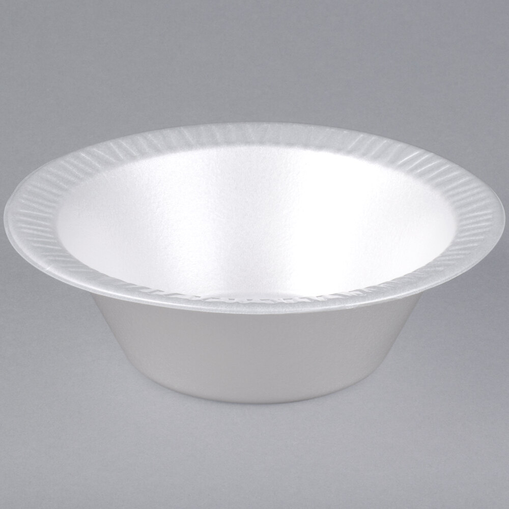 Dart 12BWWQR Quiet Classic 10-12 oz. White Laminated Round Foam Bowl - 1,000/Case