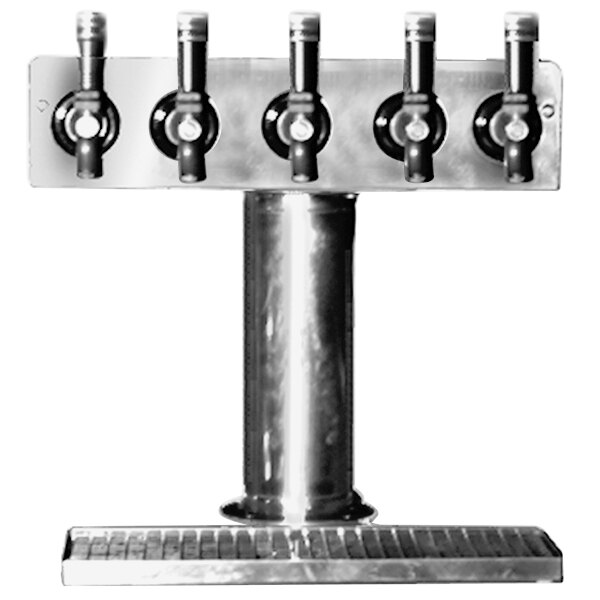 Eagle Group BT5S-DT Spec-Bar 2000® Stainless Steel Air Cooled 5 Tap Tower with Drip Tray - 3" Column