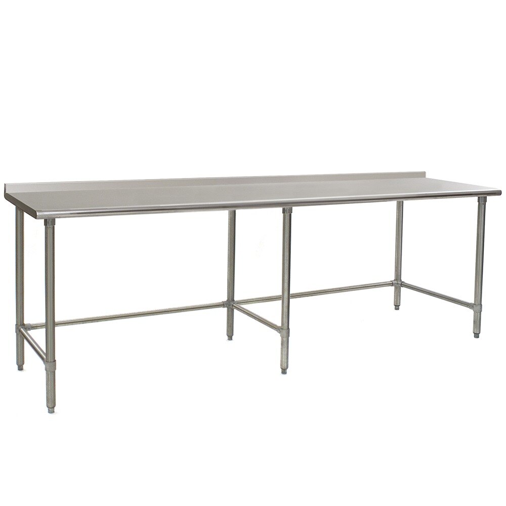 Eagle Group UT24108STEB 24" x 108" Open Base Stainless Steel Commercial Work Table with 1 1/2" Backsplash