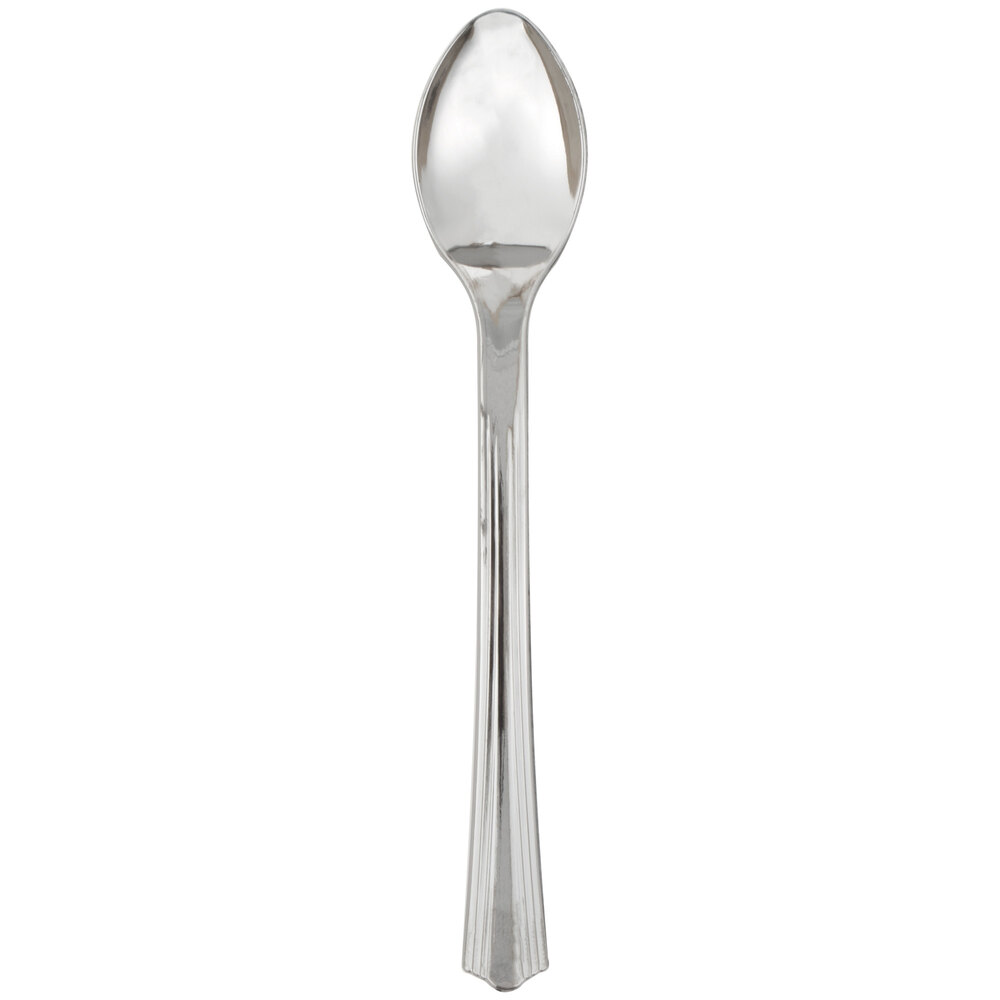 WNA Comet RFPSP4 Reflections Petites 4 1/4" Stainless Steel Look Heavy Weight Plastic Tasting Spoon - 50/Pack