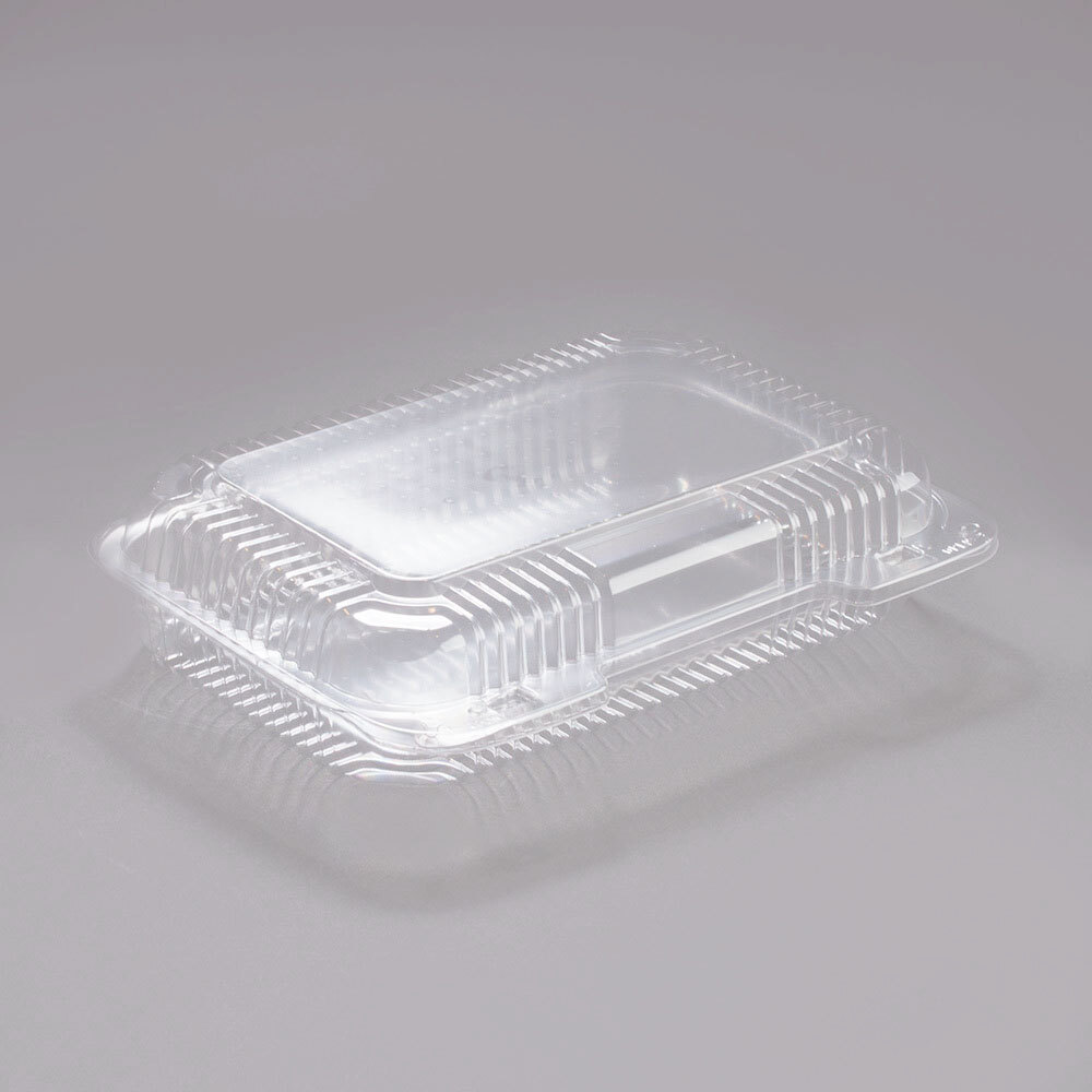 Dart C30UT1 StayLock® 9 3/8" x 6 3/4" x 2 1/8" Clear Hinged Plastic Medium Shallow Dome Oblong Container - 250/Case