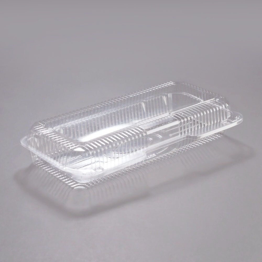 Dart PET90UT1 StayLock® 13 3/8" x 6 3/4" x 2 5/8" Clear Hinged PET Plastic 13" Strudel Container - 200/Case