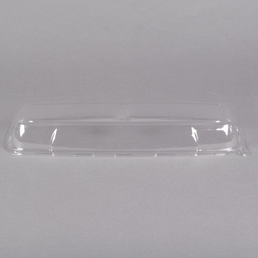 Sabert 5618N Mozaik 17 3/4" x 6 3/4" Clear Plastic Platter / Catering Tray High Dome Lid - 25/Case