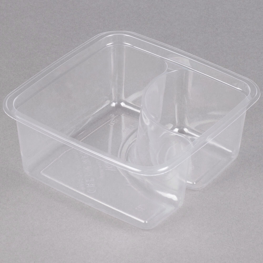 Fabri-Kal GS6-2 Greenware 2-Compartment Clear PLA Compostable Container - 50/Pack