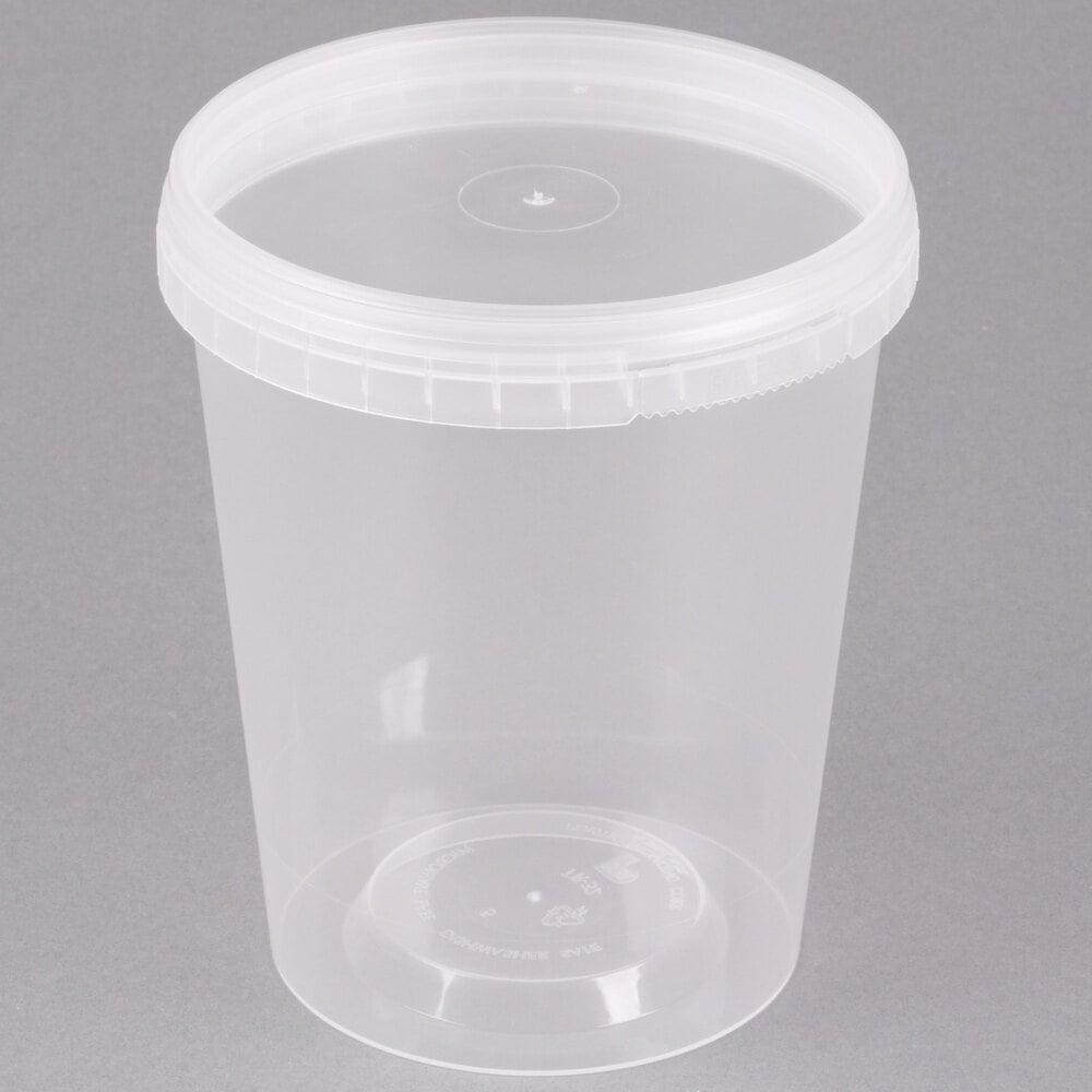 32 oz. Clear Tamper Resistant Tamper Evident Safe Lock Deli Container with Lid - 50/Case