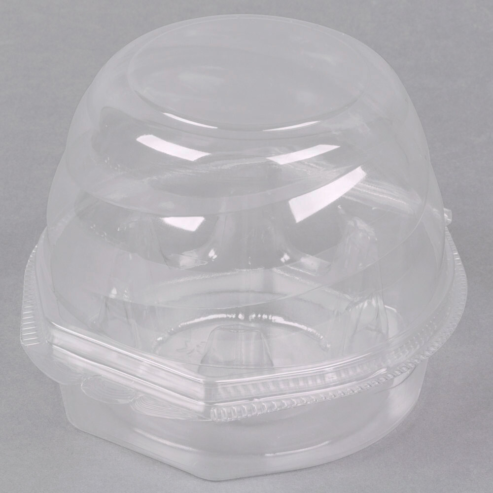 Inno-Pak Swirl Dome 1 Compartment Hinged Clear Cupcake Container - 270/Case