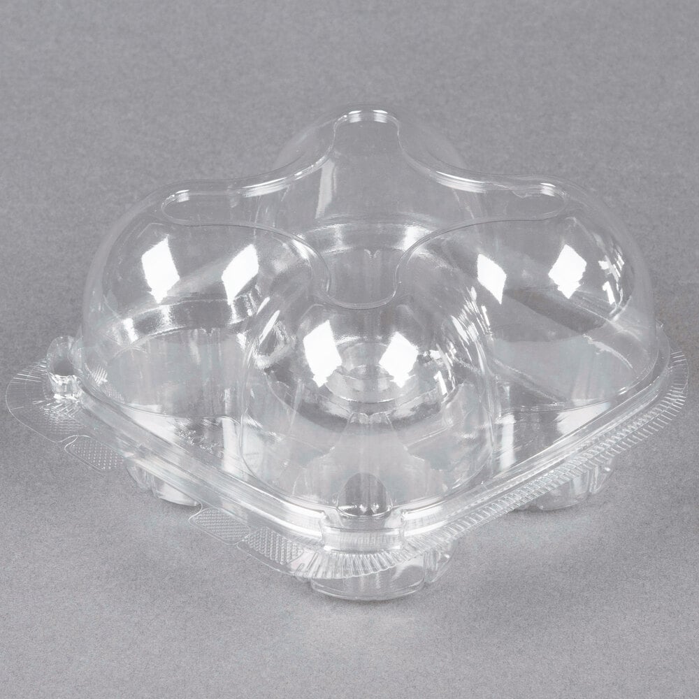 Inno-Pak 4 Compartment Clear Hinged High Dome Cupcake Container - 5/Pack