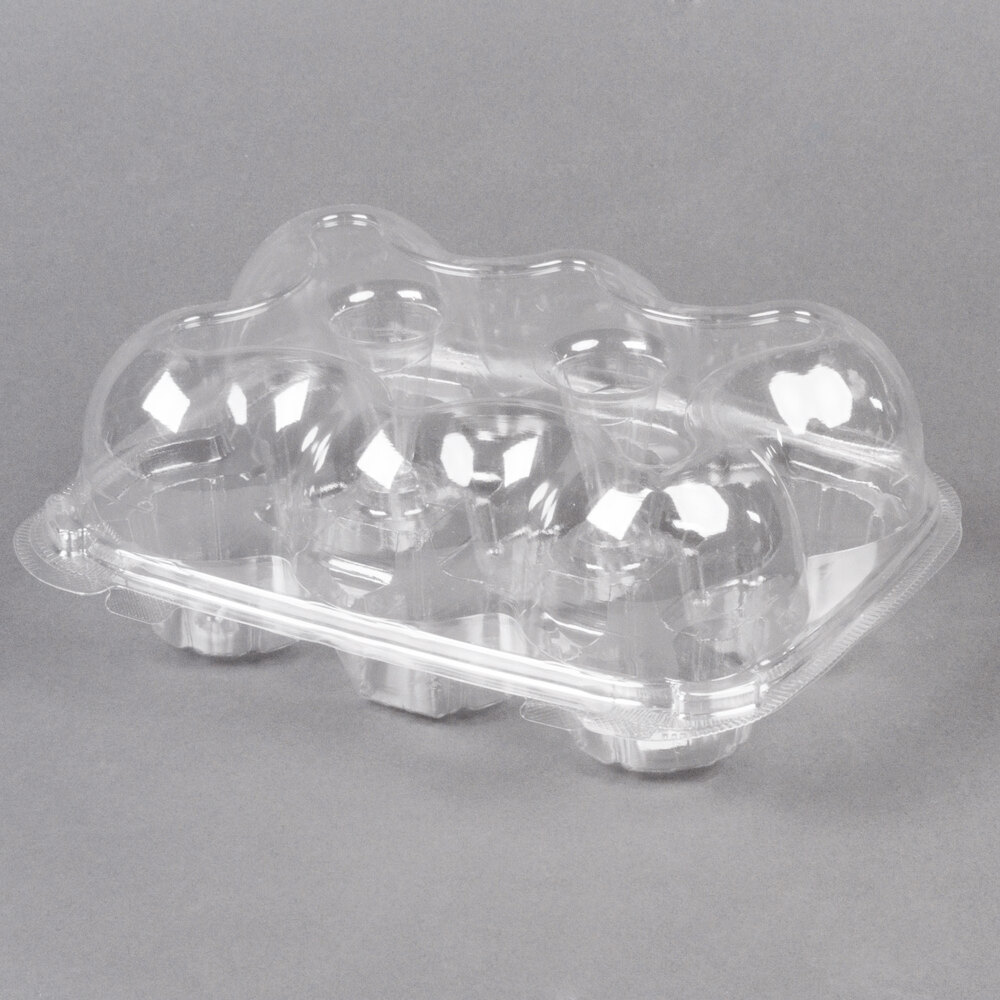 Inno-Pak 6 Compartment Clear Hinged High Dome Cupcake Container - 5/Pack