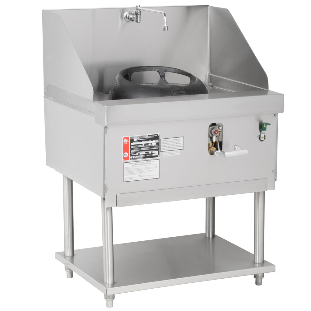 Town M-1-JR-P Liquid Propane Single Burner Wok Range with 13" Cast Iron Mandarin Wok Chamber Ring