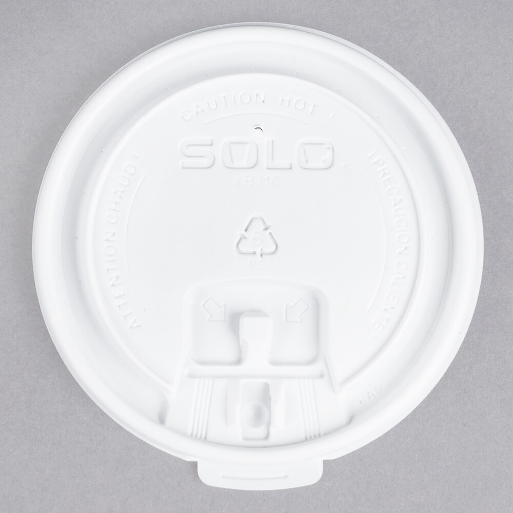 Solo LB3161 12, 16, and 20 oz. White Plastic Tab Lid - 100/Pack