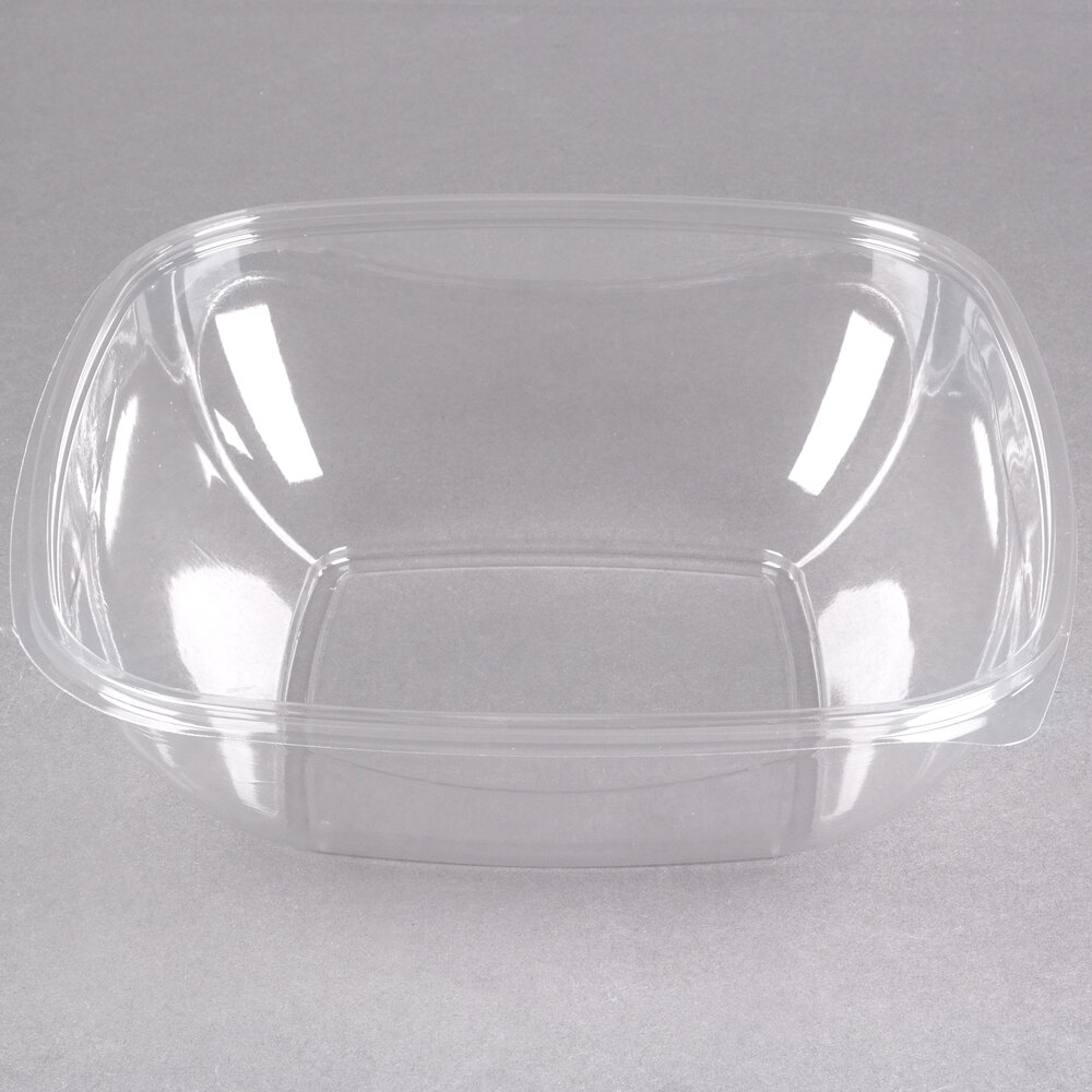 Sabert 19064B150 Bowl2 64 oz. Clear PET Square Deli / Catering Bowl - 150/Case