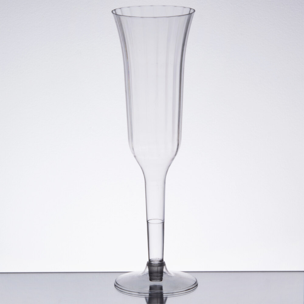 Visions 5 oz. Heavy Weight Clear 2-Piece Plastic Champagne Flute - 120/Case