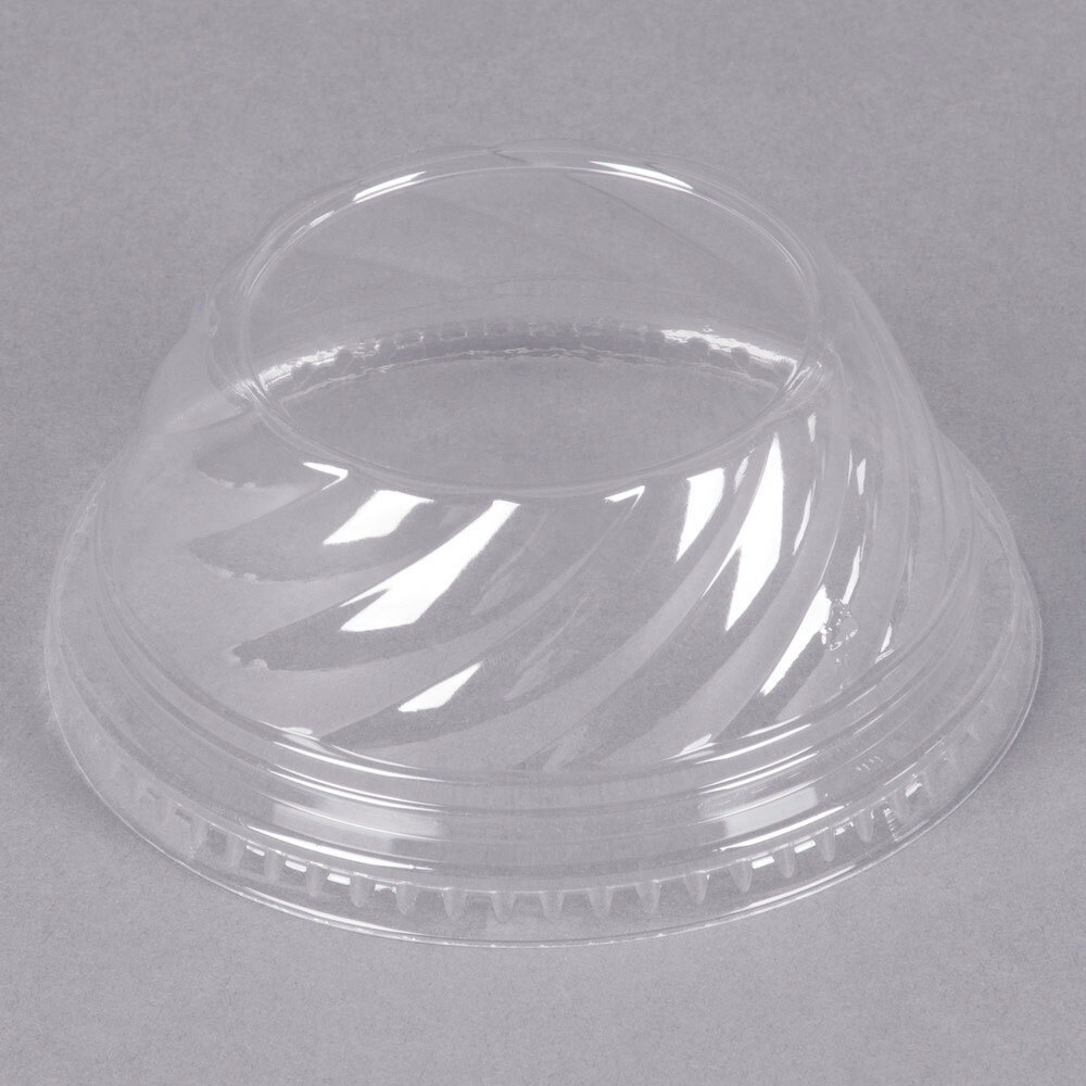 Fabri-Kal Indulge DLDE16/24NH Clear Dome PET Lid for 5 oz., 8 oz., and 12 oz. Sundae Cups - No Hole - 1,008/Case