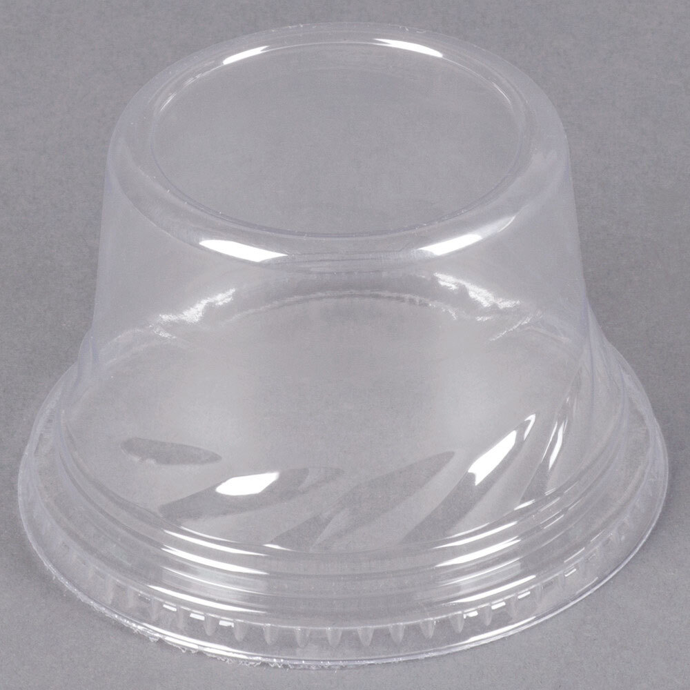 Fabri-Kal Indulge DLDE16/24TNH Clear Tall Dome PET Lid for 5 oz., 8 oz., and 12 oz. Sundae Cups - No Hole - 1,008/Case