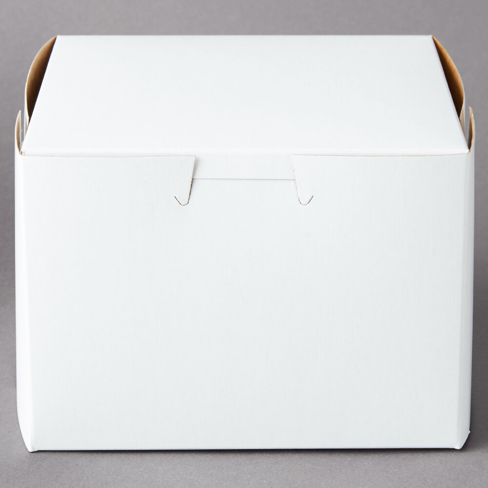 5 1/2" x 5 1/2" x 4" White Customizable Cake / Bakery Box - 10/Pack