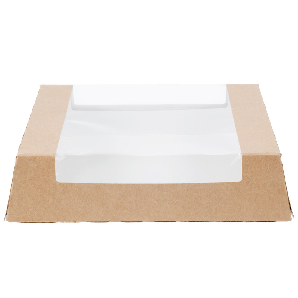 10" x 10" x 2 1/2" Kraft Auto-Popup Window Bakery Box w/ Grease-Resistant Interior - 100/Case