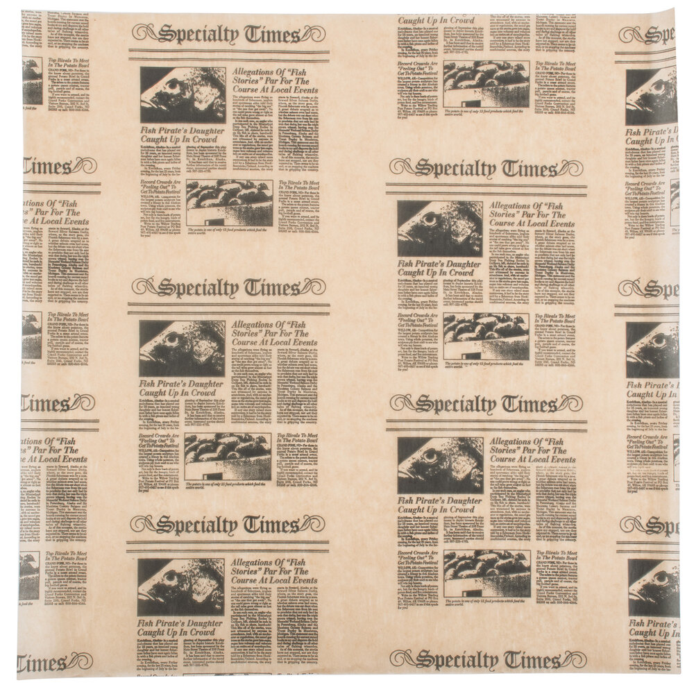 American Metalcraft PPCN1616 16" x 16" Natural Newspaper Print Deli Sandwich Wrap Paper - 1,000/Pack