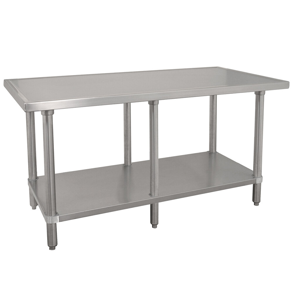 Advance Tabco VLG-3612 36" x 144" 14 Gauge Stainless Steel Work Table with Galvanized Undershelf