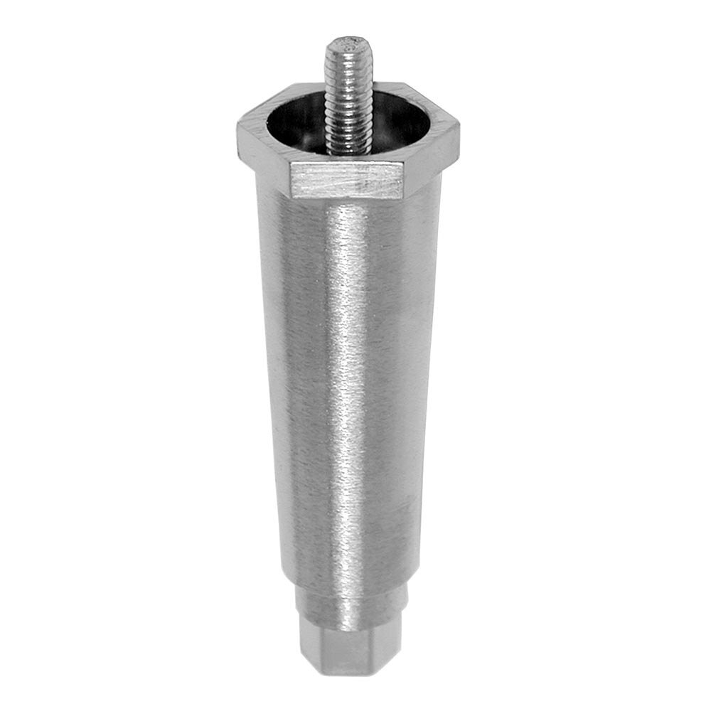 AllPoints 261236 Satin Nickel Stainless Steel 4" Adjustable Equipment Leg; Hex Foot; 5/16"-18 Stud Mount