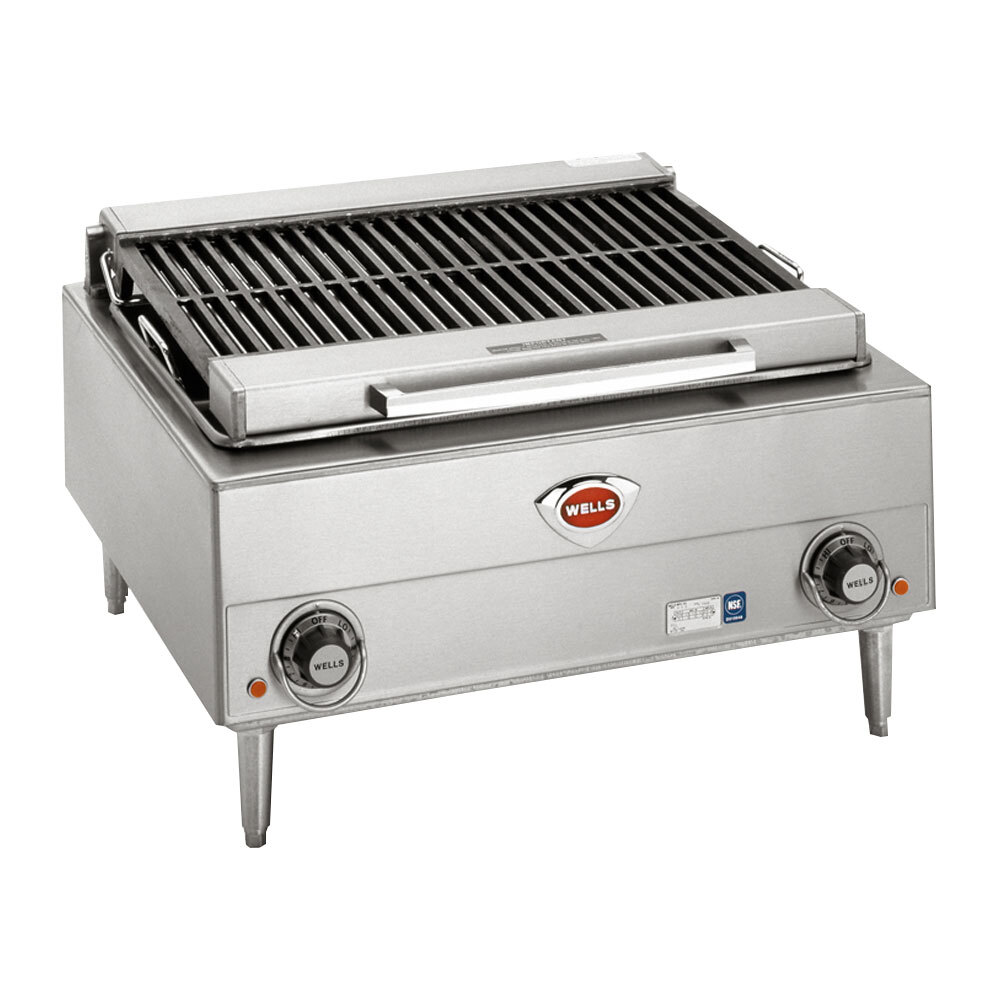 Wells 5H-B40-240 24" Stainless Steel Electric Charbroiler with Two Control Knobs - 240V, 5400W