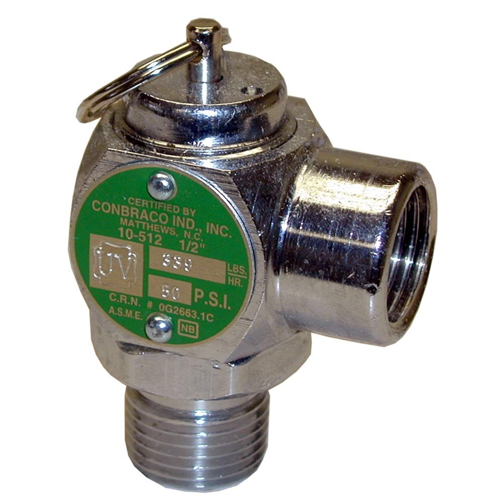 AllPoints 561249 50 PSI Chrome Steam Safety Relief Valve - 1/2" NPT, 339 lb./Hour