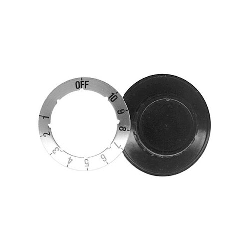 AllPoints 221594 2" Black Warmer / Steamer Thermostat Knob with Silver Insert (Off, 1-10)