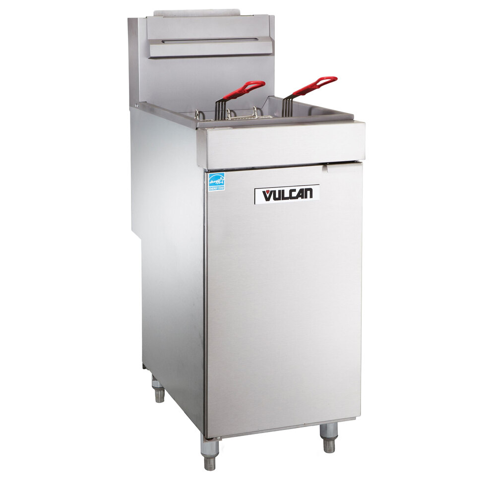 Vulcan 1VEG35M-1 Natural Gas 35-40 lb. Floor Fryer with Millivolt Controls - 70,000 BTU