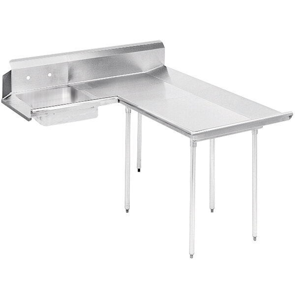 Advance Tabco DTS-D70-72 6' Standard Stainless Steel Dishlanding Soil L-Shape Dishtable - Right Table