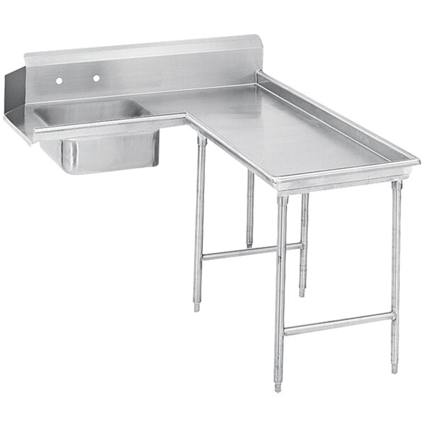Advance Tabco DTS-G70-84 7' Standard Stainless Steel Soil L-Shape Dishtable - Right Table