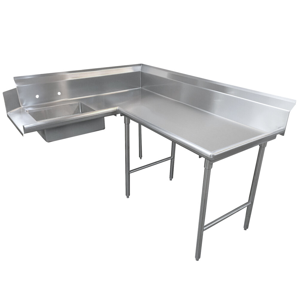 Advance Tabco DTS-K30-96 8' Spec Line Stainless Steel Soil L-Shape Dishtable - Right Table