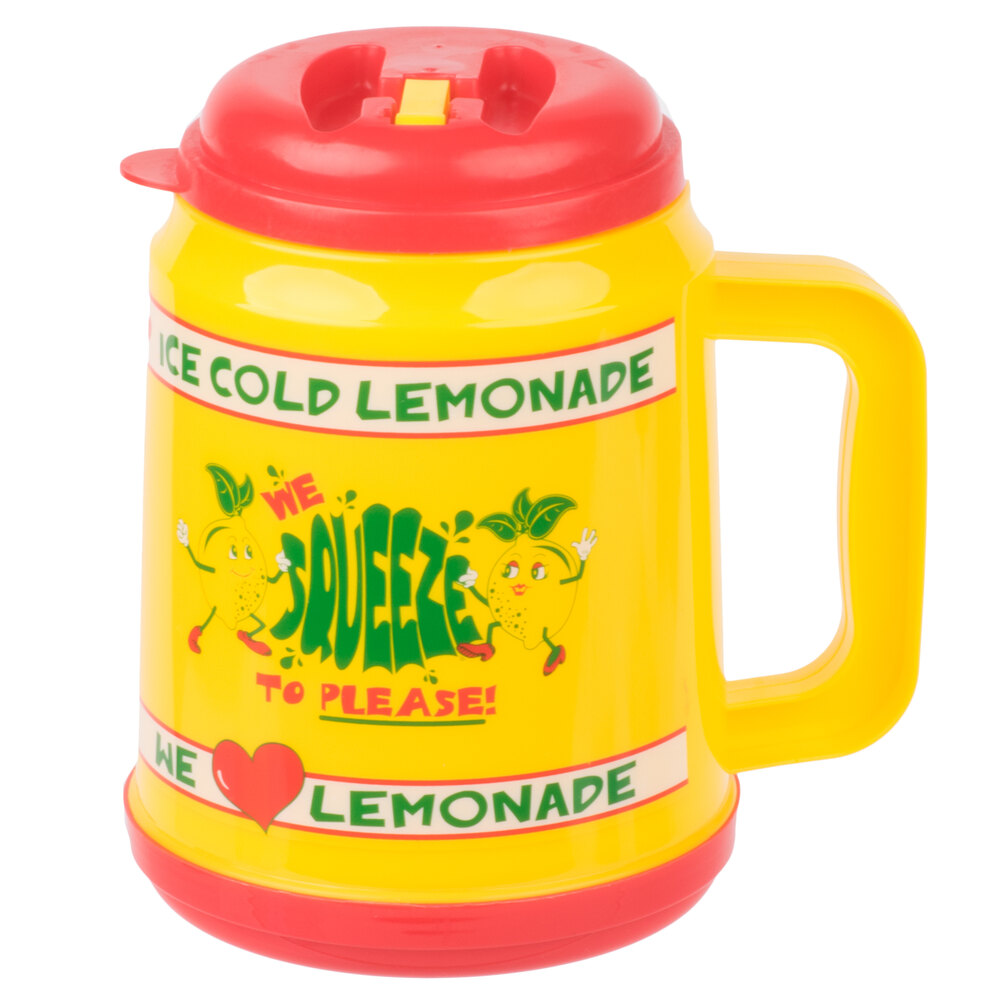 32 oz. "We Squeeze to Please" Mini Tanker with Spout / Straw and Lid - 24/Case