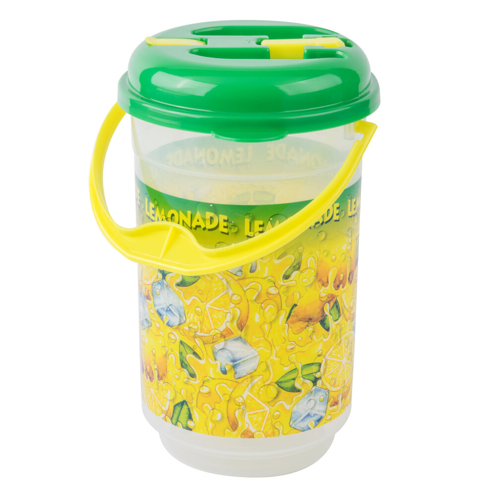 64 oz. Lemonade Bucket Jug with Lid and Handle - 24/Case