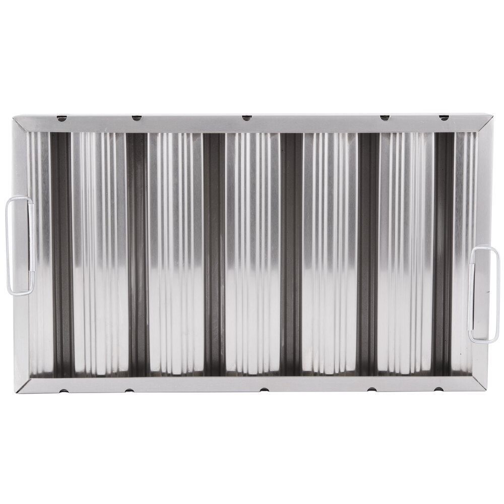 AllPoints 263902 12"(H) x 20"(W) x 2"(T) Stainless Steel Hood Filter - Ridged Baffles