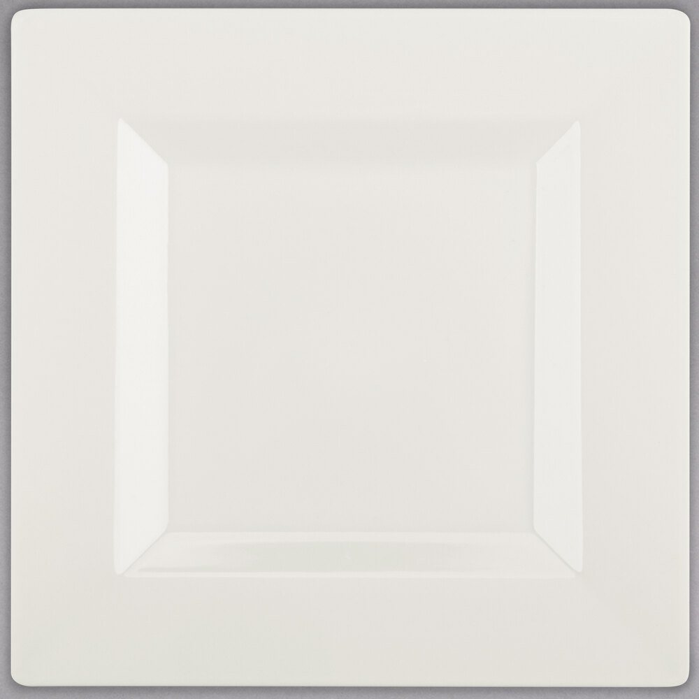 Visions 6" Square Bone / Ivory Plastic Plate - 120/Case