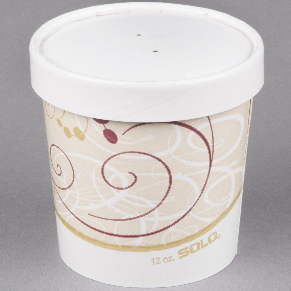 Solo KHSB12A-J8000 Symphony Print 12 oz. Double Poly-Paper Soup / Hot Food Cup with Vented Paper Lid - 250/Case