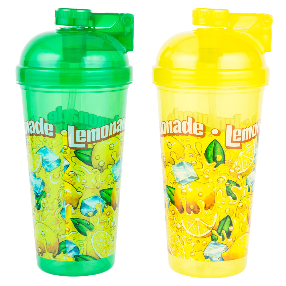 32 oz. Flip-Top Yellow / Green Lemonade Sports Bottle - 80/Case