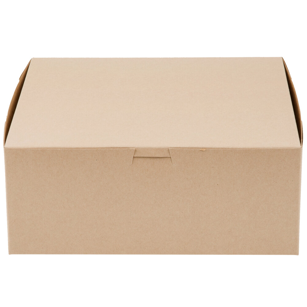 10" x 10" x 4" Kraft Customizable Cake / Bakery Box - 10/Pack