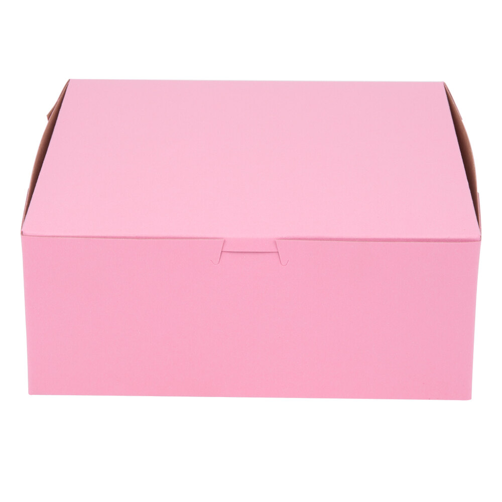 10" x 10" x 4" Pink Customizable Cake / Bakery Box - 10/Pack