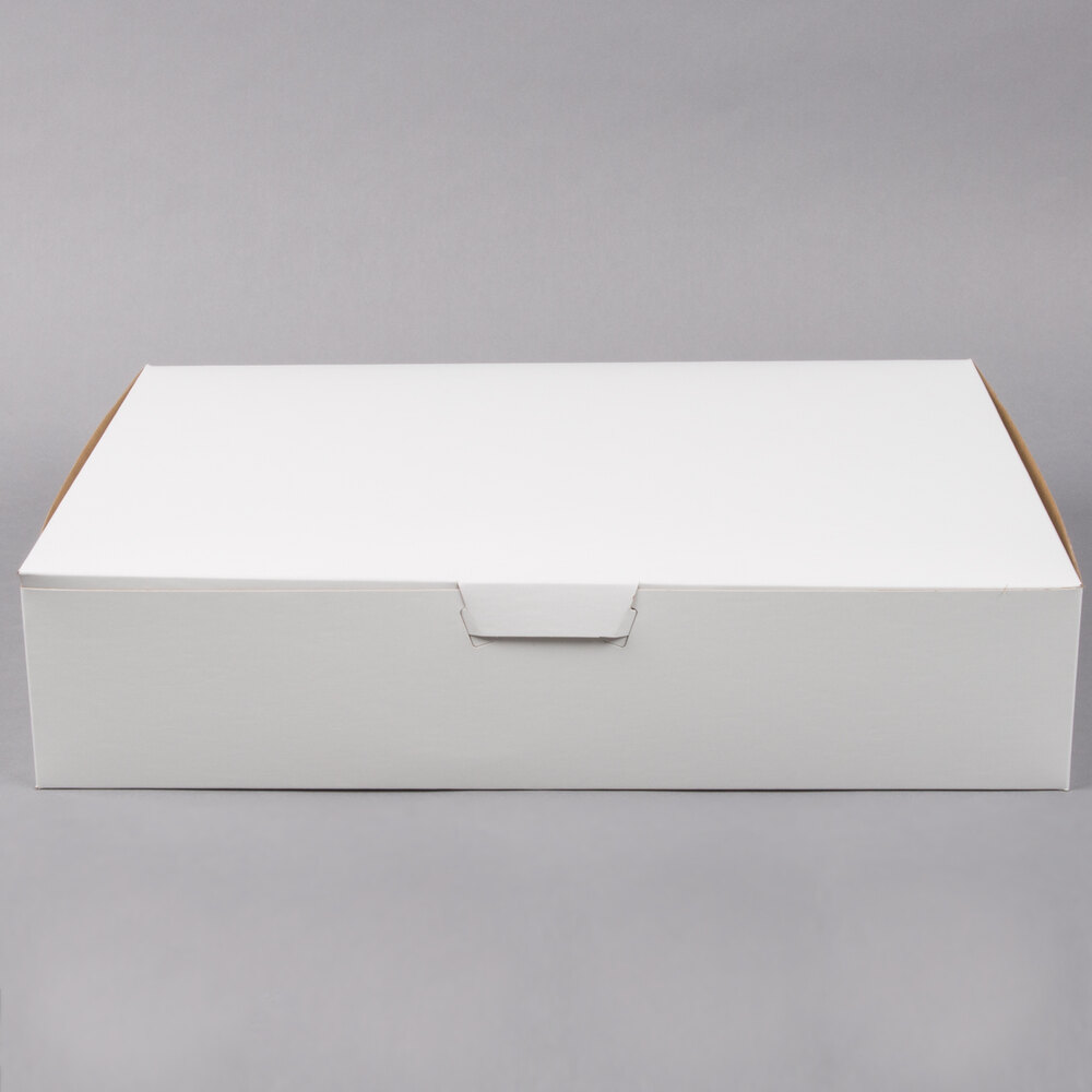 19" x 14" x 4 1/2" White Customizable Half Sheet Cake / Bakery Box - 10/Pack