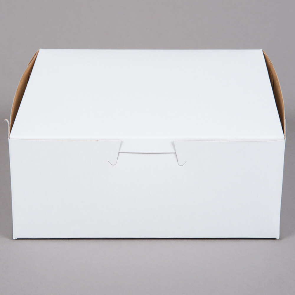 6" x 6" x 2 1/2" White Customizable Pie / Bakery Box - 10/Pack