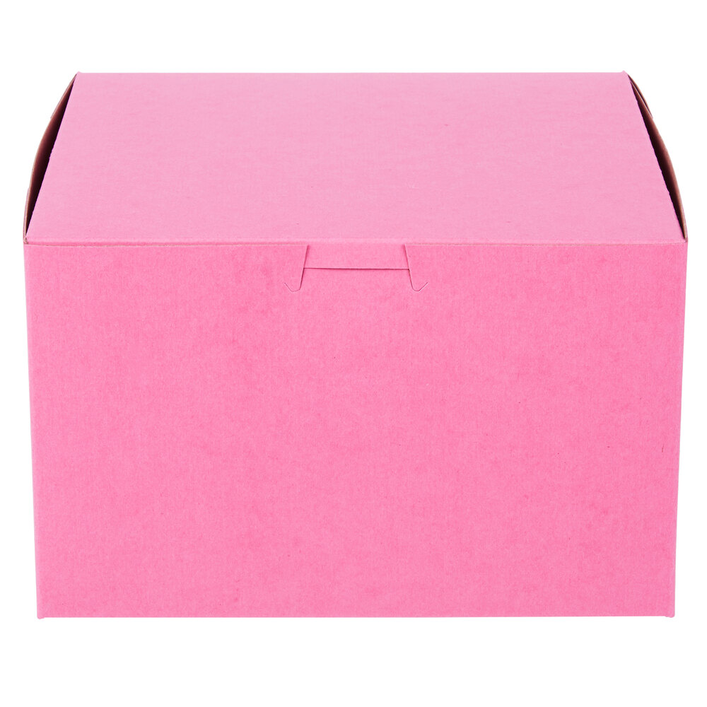 8" x 8" x 5" Pink Cake / Bakery Box - 10/Pack