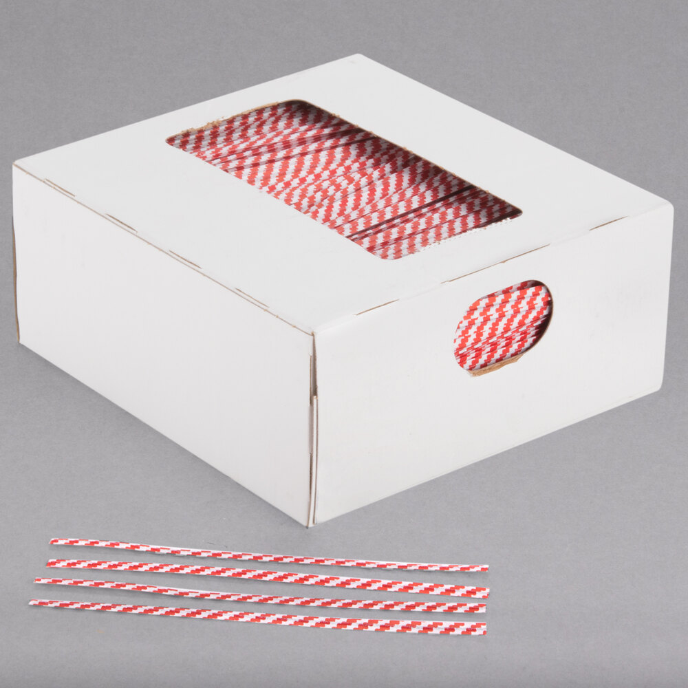 Bedford Industries Inc. 4" Red Stripe Laminated Paper Bag Twist Ties - 2,000/Box