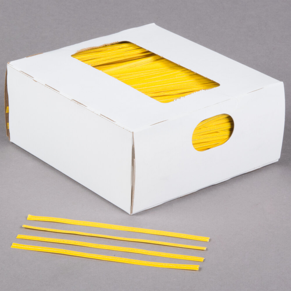 Bedford Industries Inc. 4" Yellow Laminated Paper Bag Twist Ties - 2,000/Box