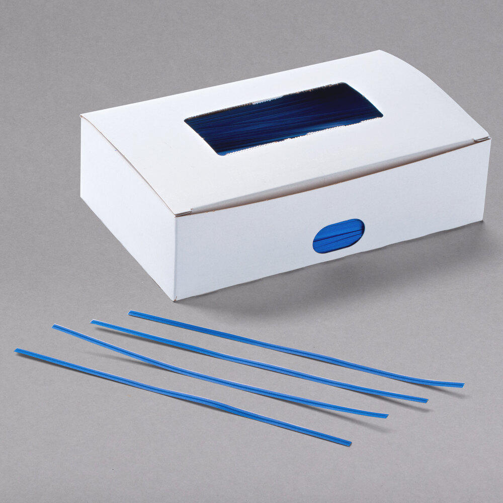 Bedford Industries Inc. 7" Blue Laminated Paper Bag Ties - 2,000/Box